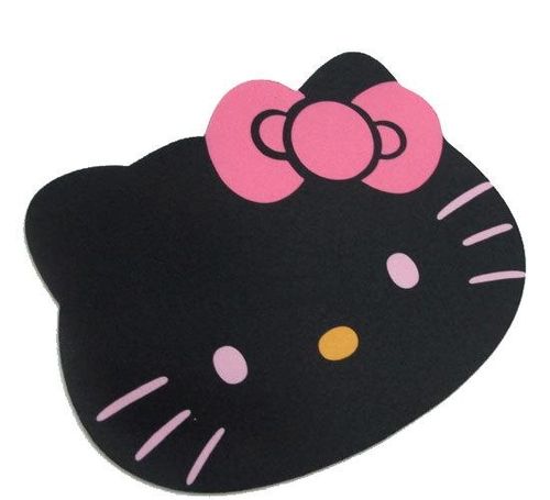 工厂直销 hello kitty凯蒂猫卡通猫头黑色鼠标垫 大量现货批发